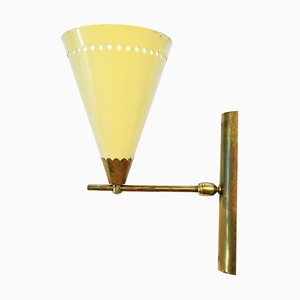 Italian Cream Aluminum & Brass Adjustable Sconce, 1950s-RD-1735177