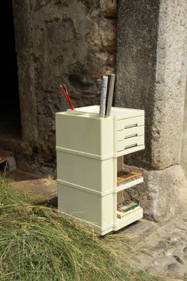 Italian Cream Storage Trolley in Plastic by Giovanni Pelis for Stile Neolt, 1960s-HUY-1324041