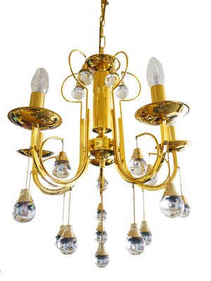 Italian Crystal and Brass Chandelier by Gaetano Sciolari for Sciolari, 1960s-DEK-552317