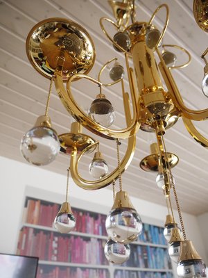 Italian Crystal and Brass Chandelier by Gaetano Sciolari for Sciolari, 1960s-DEK-552317