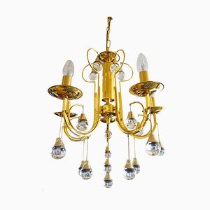 Italian Crystal and Brass Chandelier by Gaetano Sciolari for Sciolari, 1960s-DEK-552317