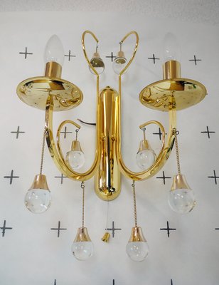 Italian Crystal and Gilded Brass Sconces by Gaetano Sciolari for Sciolari, 1960s, Set of 2-DEK-552322