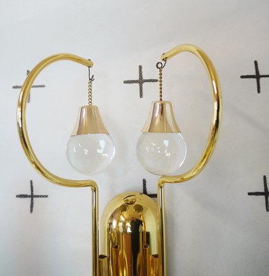 Italian Crystal and Gilded Brass Sconces by Gaetano Sciolari for Sciolari, 1960s, Set of 2-DEK-552322