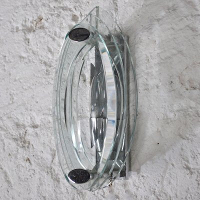 Italian Crystal and Steel Sconce, 1960s-JQO-678159