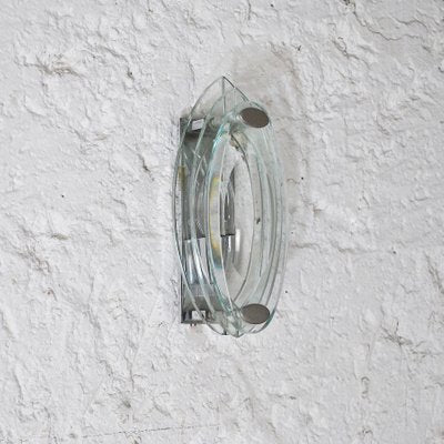 Italian Crystal and Steel Sconce, 1960s-JQO-678159