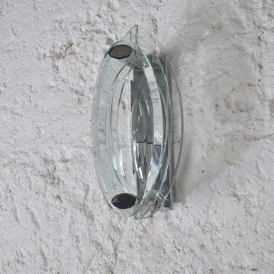 Italian Crystal and Steel Sconce, 1960s-JQO-678159