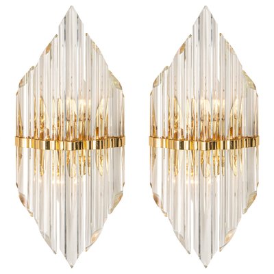 Italian Crystal Glass Wall Lights in the Style of Venini, 1970s, Set of 2-UGR-1093020