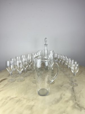 Italian Crystal Glasses, 1960s, Set of 35-YST-1777993