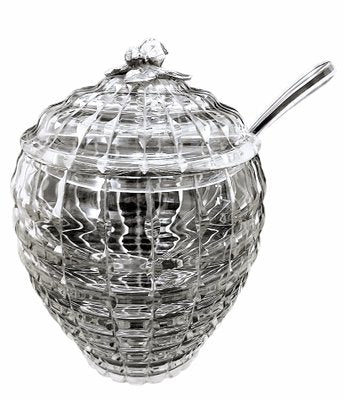 Italian Crystal Punch Bowl with Lid and Ladle, 1965, Set of 2-QRS-1812473