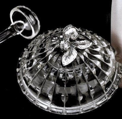 Italian Crystal Punch Bowl with Lid and Ladle, 1965, Set of 2-QRS-1812473