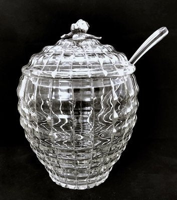 Italian Crystal Punch Bowl with Lid and Ladle, 1965, Set of 2-QRS-1812473