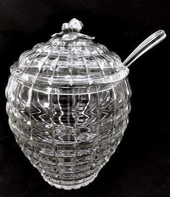 Italian Crystal Punch Bowl with Lid and Ladle, 1965, Set of 2-QRS-1812473