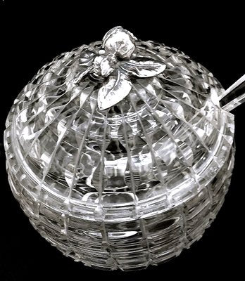 Italian Crystal Punch Bowl with Lid and Ladle, 1965, Set of 2-QRS-1812473