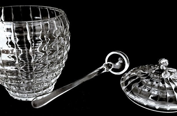 Italian Crystal Punch Bowl with Lid and Ladle, 1965, Set of 2-QRS-1812473