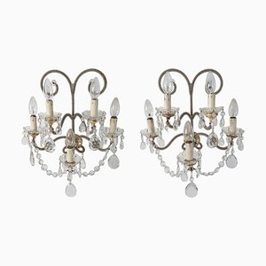 Italian Crystal Wall Sconces, 1950s, Set of 2-FO-1446592