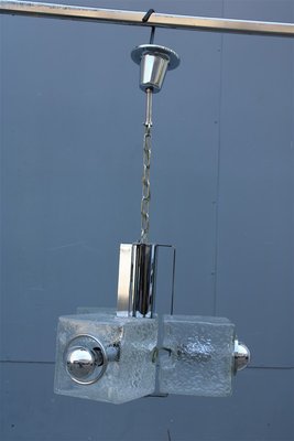 Italian Cubic Chromed Metal Ceiling Lamp from Veart, 1970s-EH-945075