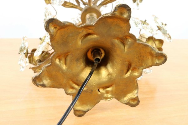 Italian Cut Glass Petals and Brass Banci Tree Table Lamp, 1950s-FUP-659591