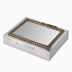 Italian Decorative Box in Chrome and Braided Brass, 1980s-JDR-1743397