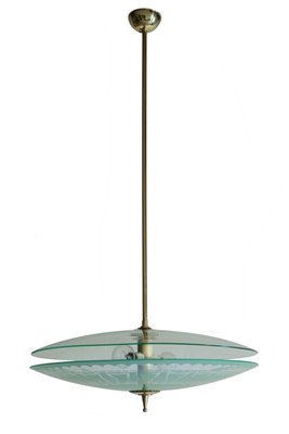 Italian Decorative Glass Double Disc Pendant Lamp, 1950s-MTX-911181