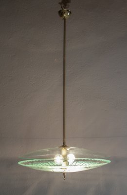 Italian Decorative Glass Double Disc Pendant Lamp, 1950s-MTX-911181