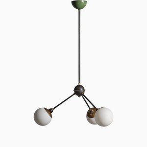 Italian Design Chandelier in Brass with Three Lights, 1950s-KJ-2031434