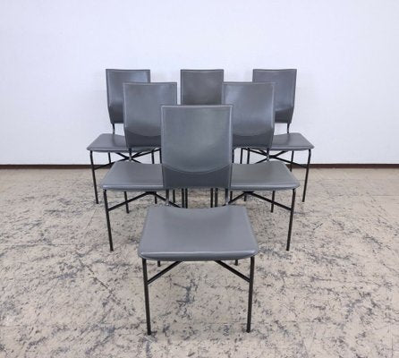 Italian Dining Chairs in Leather by Matteo Grassi, Set of 6-BVM-1397505