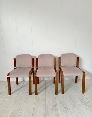 Italian Dining Chairs in Wood and Fabric, 1960s, Set of 8-NWG-2019803