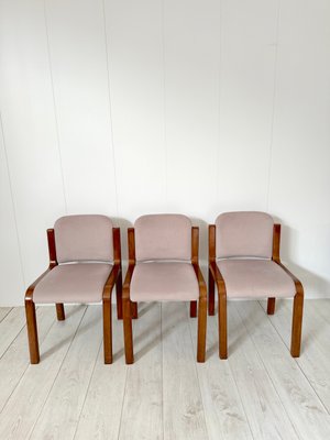 Italian Dining Chairs in Wood and Fabric, 1960s, Set of 8-NWG-2019803