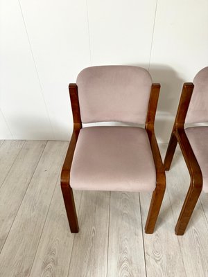 Italian Dining Chairs in Wood and Fabric, 1960s, Set of 8-NWG-2019803