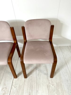 Italian Dining Chairs in Wood and Fabric, 1960s, Set of 8-NWG-2019803