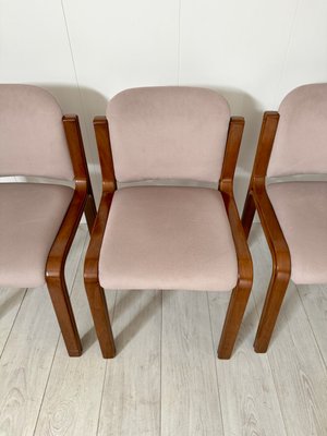 Italian Dining Chairs in Wood and Fabric, 1960s, Set of 8-NWG-2019803