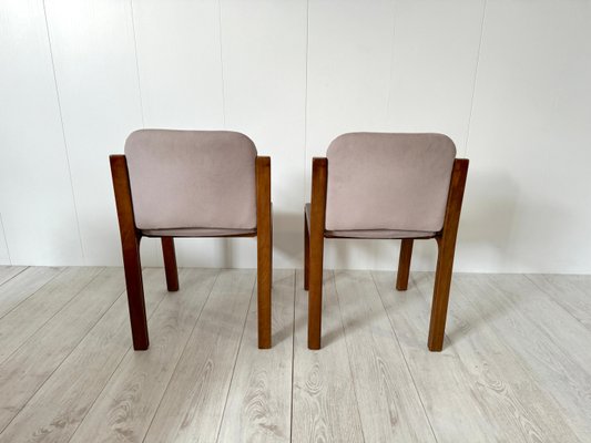 Italian Dining Chairs in Wood and Fabric, 1960s, Set of 8-NWG-2019803