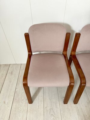 Italian Dining Chairs in Wood and Fabric, 1960s, Set of 8-NWG-2019803