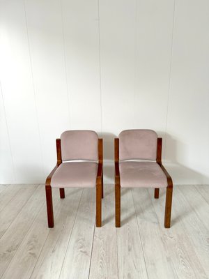 Italian Dining Chairs in Wood and Fabric, 1960s, Set of 8-NWG-2019803