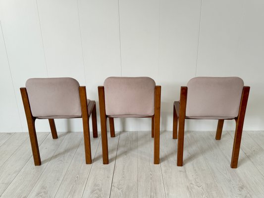 Italian Dining Chairs in Wood and Fabric, 1960s, Set of 8-NWG-2019803