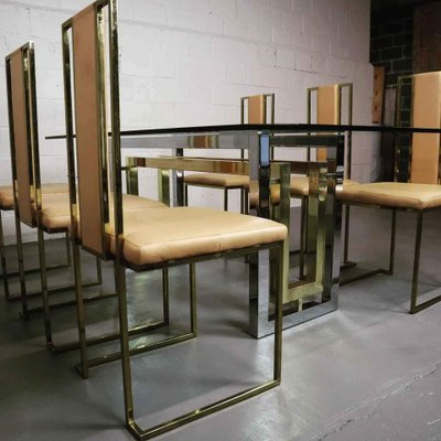 Italian Dining Room Table & Chairs by Renato Zevi, 1970s, Set of 7-PMI-1453118