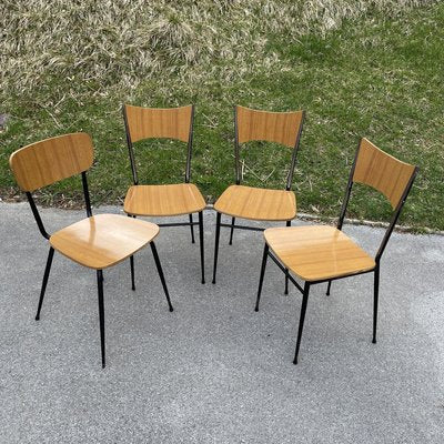 Italian Dining Table & 4 Chairs from Salvarani Depositato, 1950s, Set of 5-WQC-888668