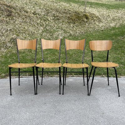 Italian Dining Table & 4 Chairs from Salvarani Depositato, 1950s, Set of 5-WQC-888668