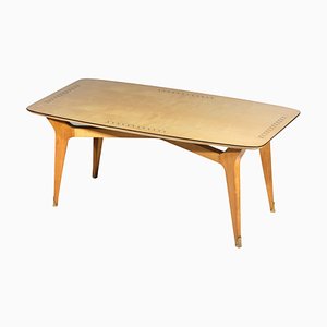 Italian Dining Table in Solid Beech with Engraved Glass in the style of Gio Ponti, 1960s-YU-1312244