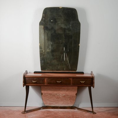 Italian Dressing Table with Wooden Mirror, 1960s-RAQ-2026384