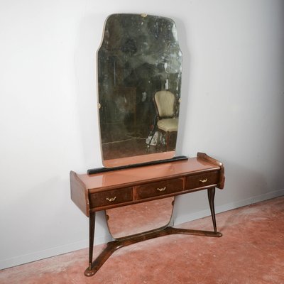 Italian Dressing Table with Wooden Mirror, 1960s-RAQ-2026384