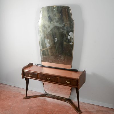 Italian Dressing Table with Wooden Mirror, 1960s-RAQ-2026384