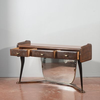 Italian Dressing Table with Wooden Mirror, 1960s-RAQ-2026384