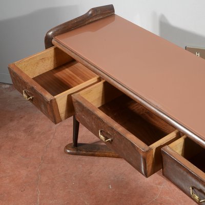 Italian Dressing Table with Wooden Mirror, 1960s-RAQ-2026384