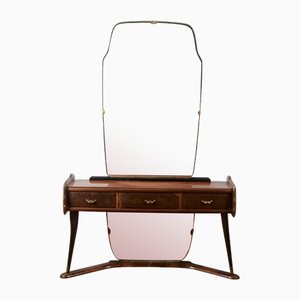 Italian Dressing Table with Wooden Mirror, 1960s-RAQ-2026384