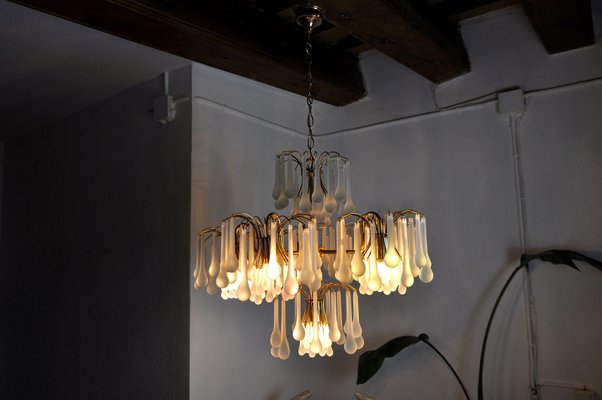 Italian Drop Chandelier in Murano Glass by Venini, 1960-EJE-1327998