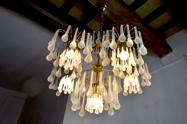 Italian Drop Chandelier in Murano Glass by Venini, 1960-EJE-1327998