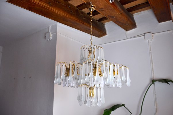 Italian Drop Chandelier in Murano Glass by Venini, 1960-EJE-1327998