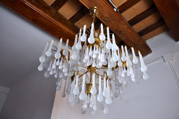 Italian Drop Chandelier in Murano Glass by Venini, 1960-EJE-1327998