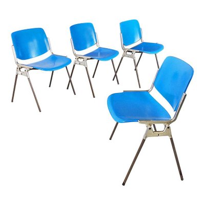 Italian DSC Chairs in Beech and Metal attributed to Giancarlo Piretti for Castelli / Anonima Castelli, 1965, Set of 4-GDD-1761421